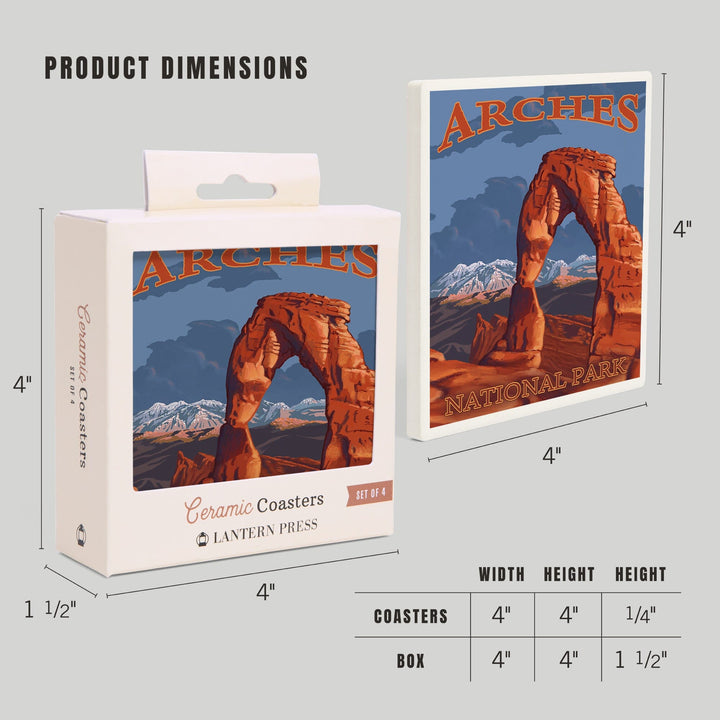 Arches National Park, Utah, Delicate Arch, Painterly Series, Coasters Coasters Lantern Press