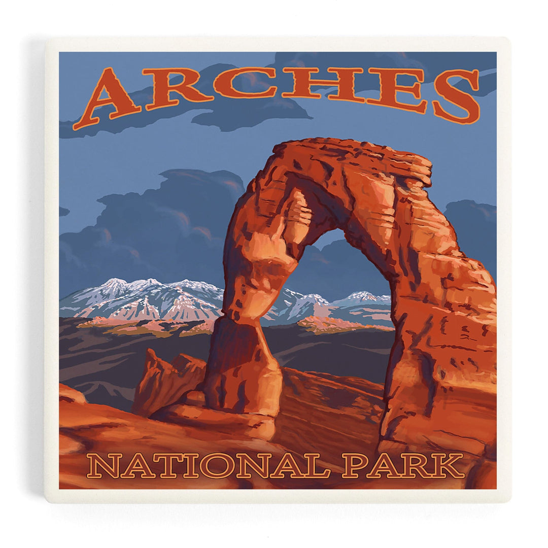 Arches National Park, Utah, Delicate Arch, Painterly Series, Coasters Coasters Lantern Press Coaster