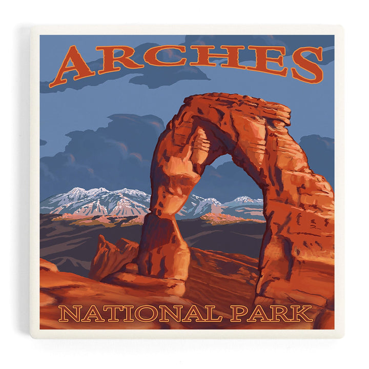 Arches National Park, Utah, Delicate Arch, Painterly Series, Coasters Coasters Lantern Press Coaster