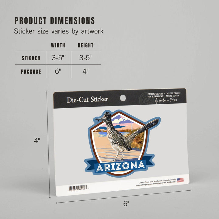 Arizona, Bird, Contour, Vinyl Sticker Sticker Lantern Press