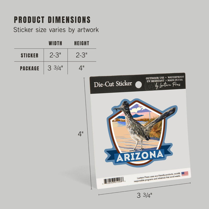 Arizona, Bird, Contour, Vinyl Sticker Sticker Lantern Press