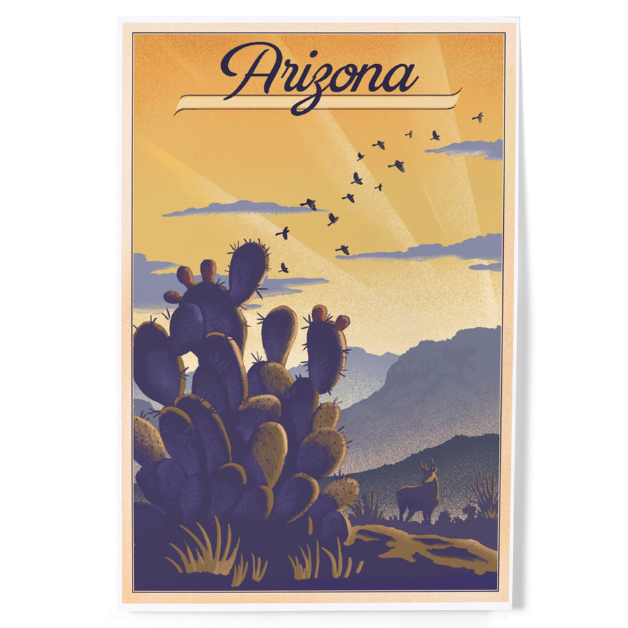 Arizona, Cactus and Desert Scene, Lithograph, Art & Giclee Prints Art Lantern Press