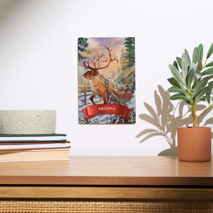 Arizona, Christmas Sleigh Ride, Wood Signs and Postcards Wood Lantern Press