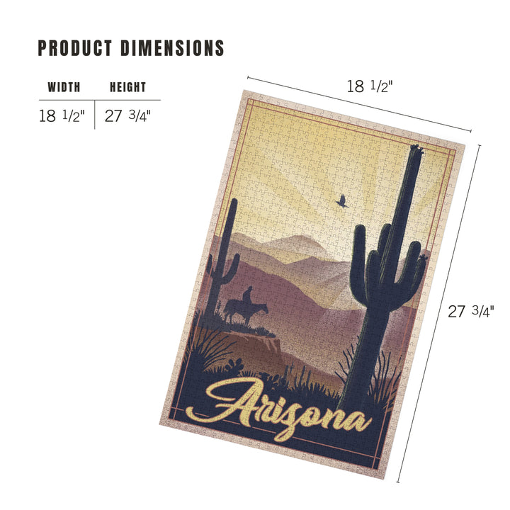 Arizona, Desert Scene, Lithograph, Jigsaw Puzzle Puzzle Lantern Press