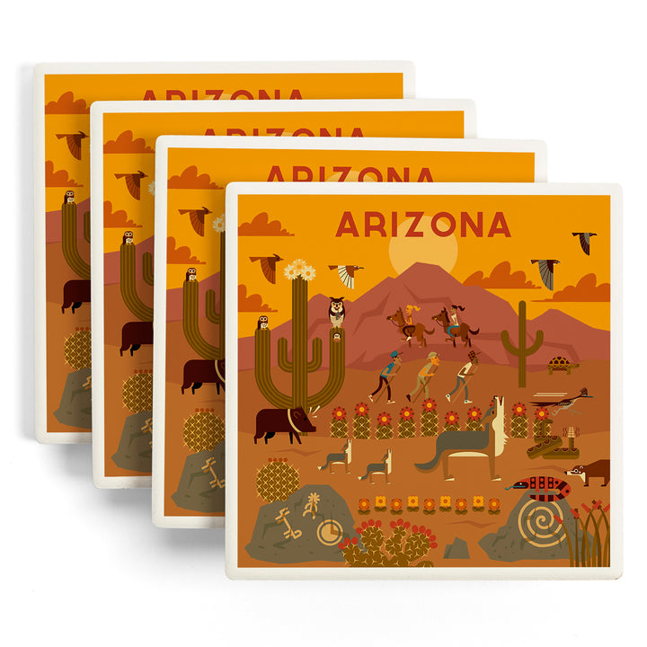 Arizona, Geometric, Coasters Coasters Lantern Press