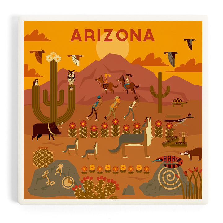 Arizona, Geometric, Coasters Coasters Lantern Press