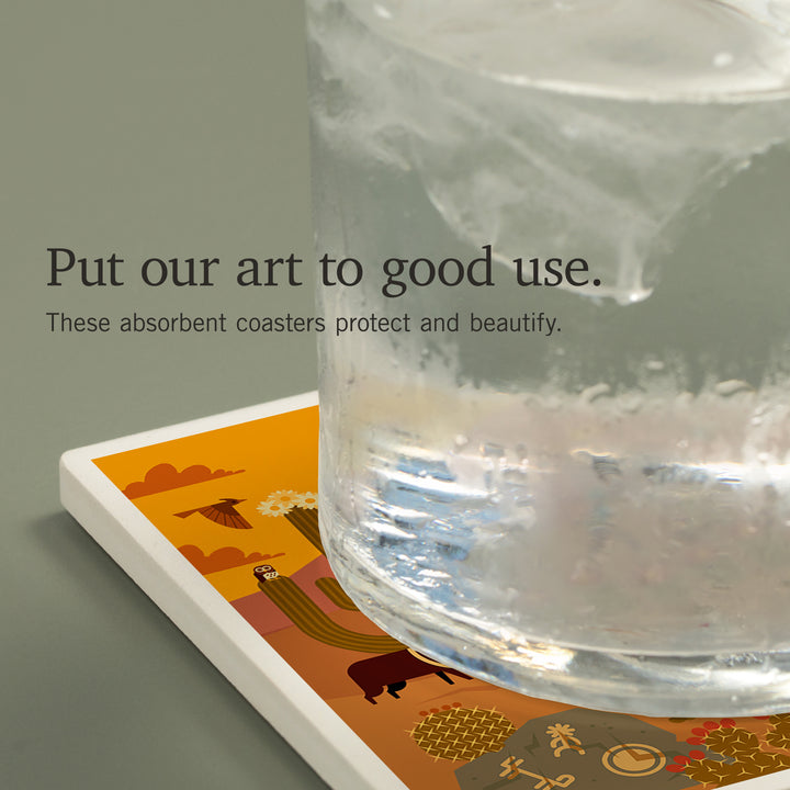 Arizona, Geometric, Coasters Coasters Lantern Press