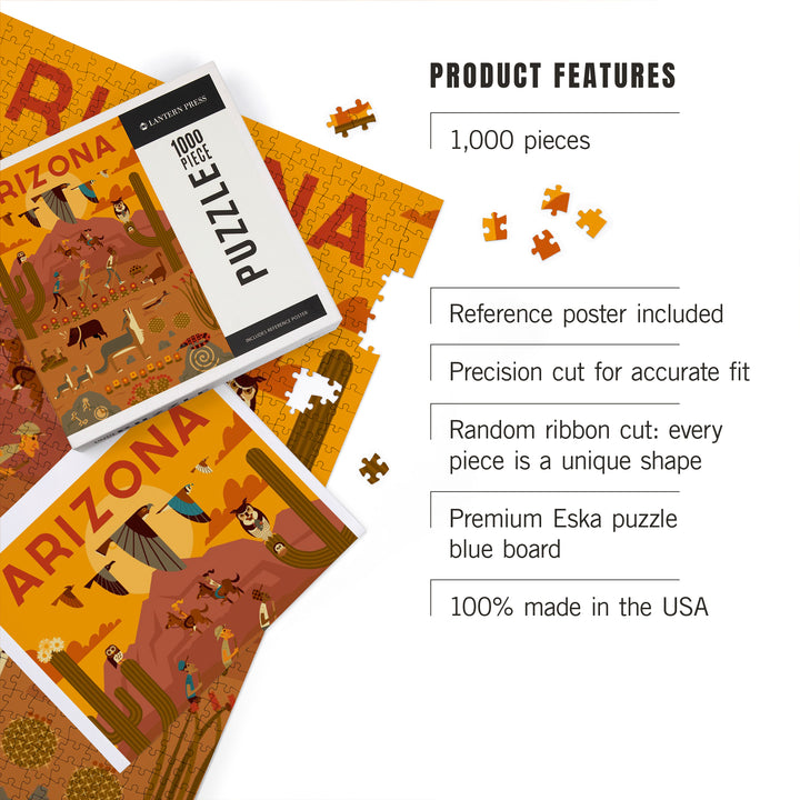 Arizona, Geometric, Jigsaw Puzzle Puzzle Lantern Press
