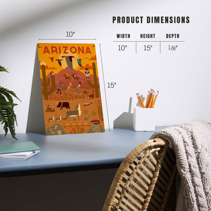 Arizona, Geometric, Lantern Press Artwork, Wood Signs and Postcards Wood Lantern Press