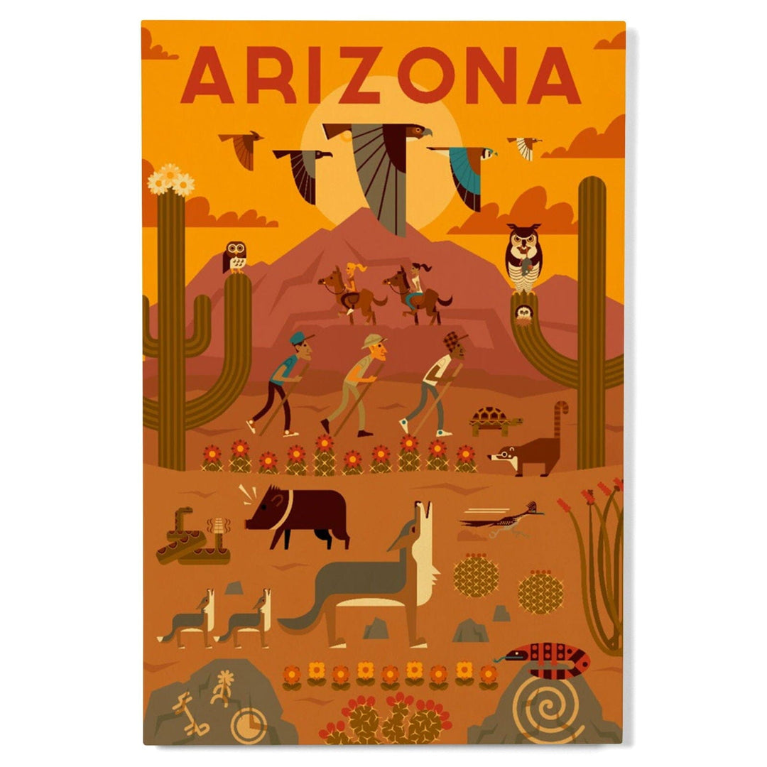 Arizona, Geometric, Lantern Press Artwork, Wood Signs and Postcards Wood Lantern Press