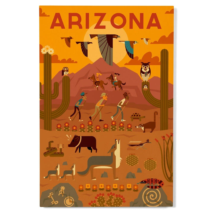 Arizona, Geometric, Lantern Press Artwork, Wood Signs and Postcards Wood Lantern Press