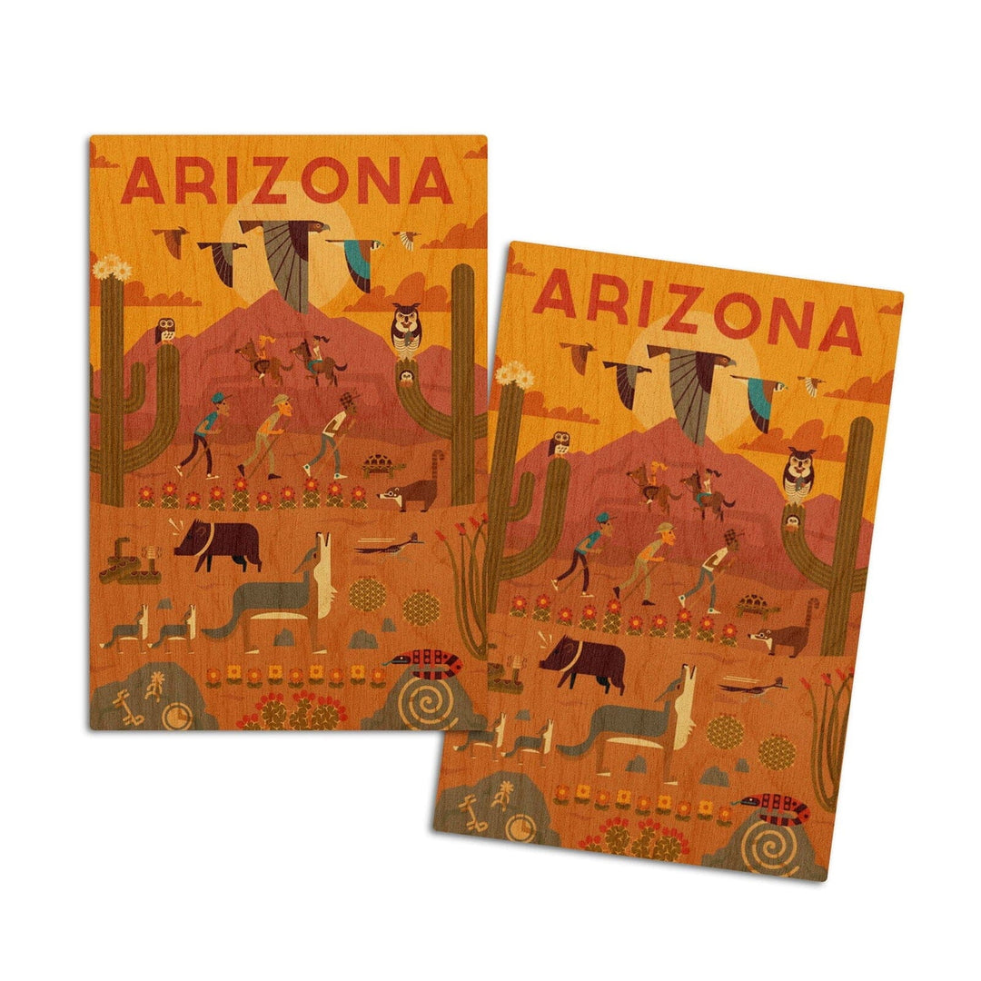 Arizona, Geometric, Lantern Press Artwork, Wood Signs and Postcards Wood Lantern Press 4x6 Wood Postcard Set
