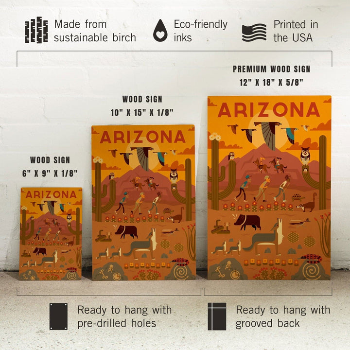 Arizona, Geometric, Lantern Press Artwork, Wood Signs and Postcards Wood Lantern Press