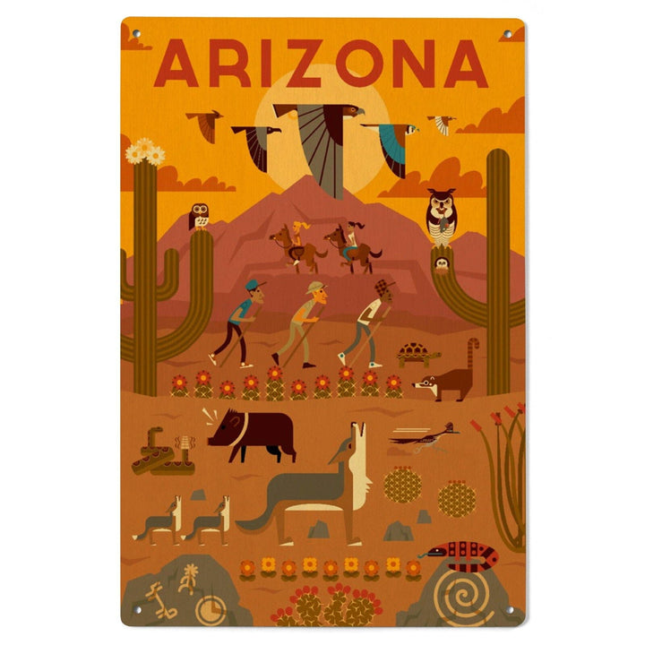 Arizona, Geometric, Lantern Press Artwork, Wood Signs and Postcards Wood Lantern Press