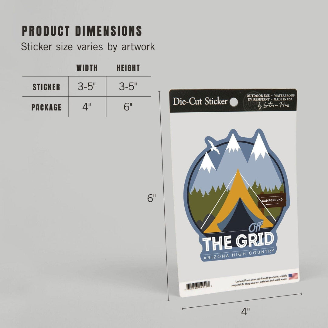 Arizona High Country, Off the Grid, Contour, Lantern Press Artwork, Vinyl Sticker Sticker Lantern Press