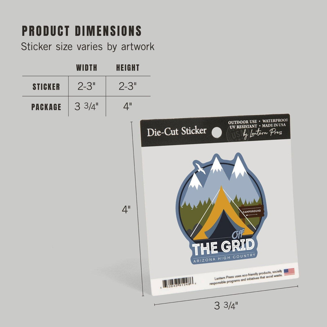 Arizona High Country, Off the Grid, Contour, Lantern Press Artwork, Vinyl Sticker Sticker Lantern Press