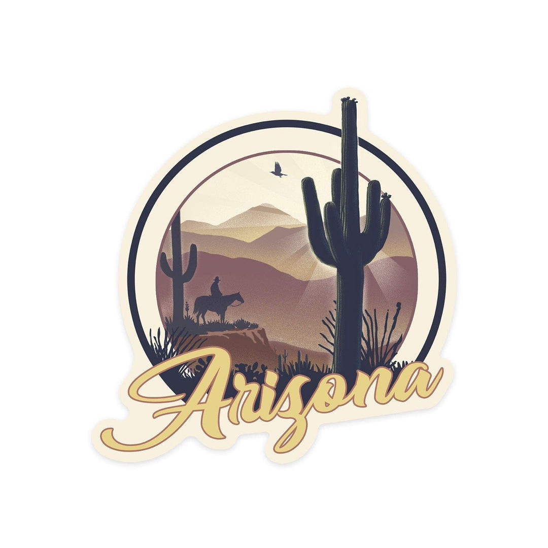 Arizona, Lithograph, Badge, Contour, Lantern Press Artwork, Vinyl Sticker Sticker Lantern Press