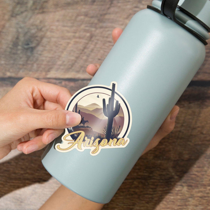 Arizona, Lithograph, Badge, Contour, Lantern Press Artwork, Vinyl Sticker Sticker Lantern Press