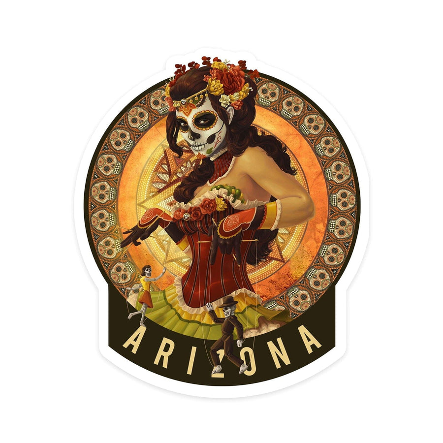 Arizona, Marionettes, Contour, Lantern Press Artwork, Vinyl Sticker Sticker Lantern Press