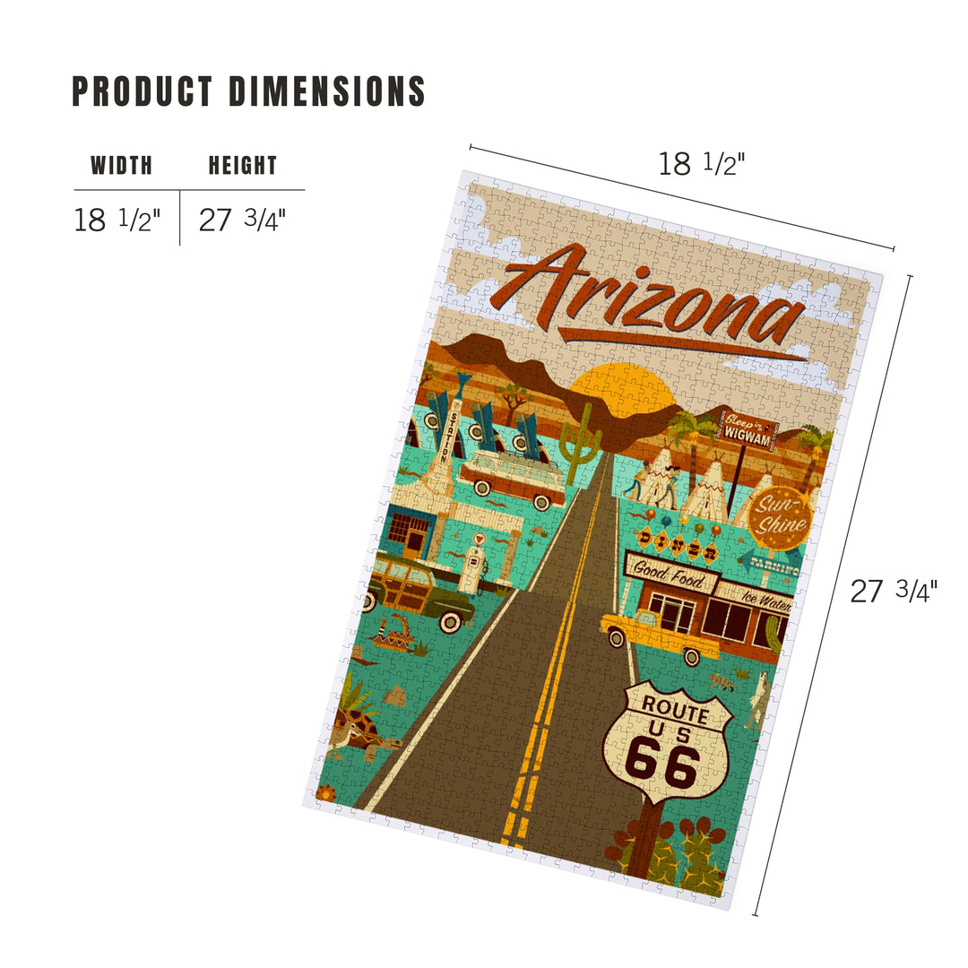 Arizona, Route 66, Geometric, Jigsaw Puzzle Puzzle Lantern Press