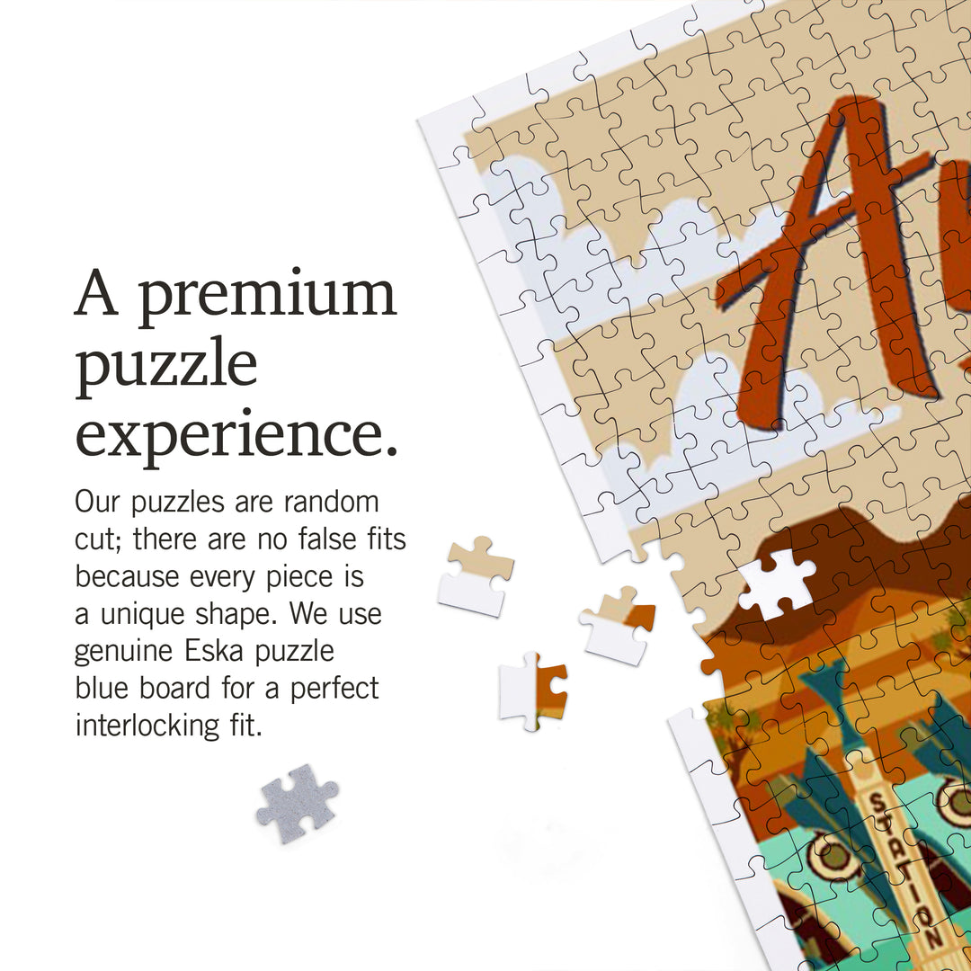 Arizona, Route 66, Geometric, Jigsaw Puzzle Puzzle Lantern Press