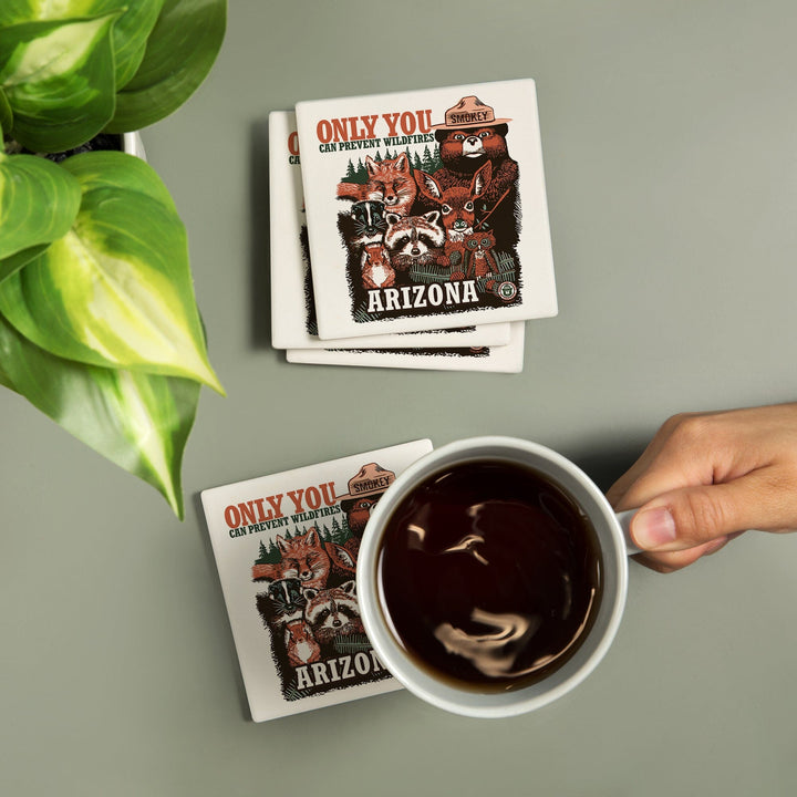 Arizona, Smokey Bear and Woodland Creatures, Coasters Coasters Lantern Press