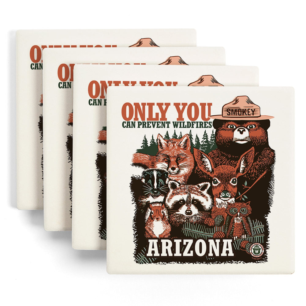 Arizona, Smokey Bear and Woodland Creatures, Coasters Coasters Lantern Press