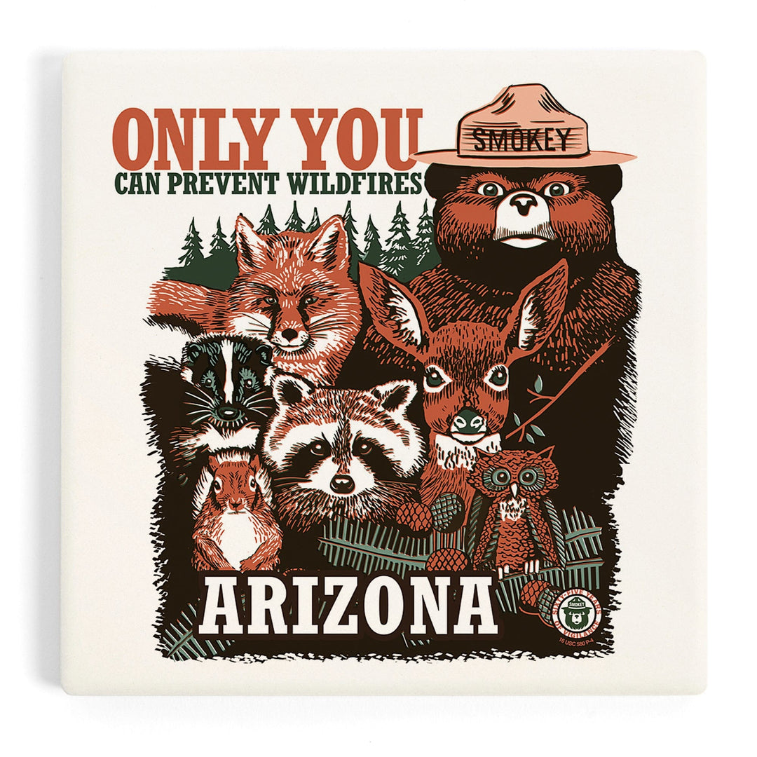 Arizona, Smokey Bear and Woodland Creatures, Coasters Coasters Lantern Press