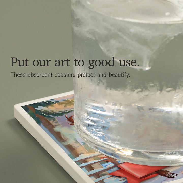 Arkansas, Christmas Sleigh Ride, Coasters Coasters Lantern Press