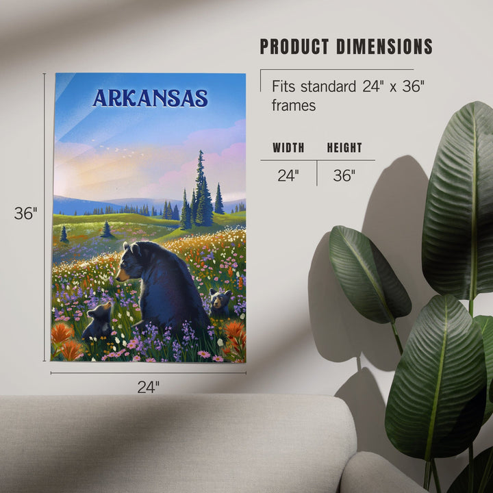 Arkansas, Lithograph, Bear Family in Field, Art & Giclee Prints Art Lantern Press