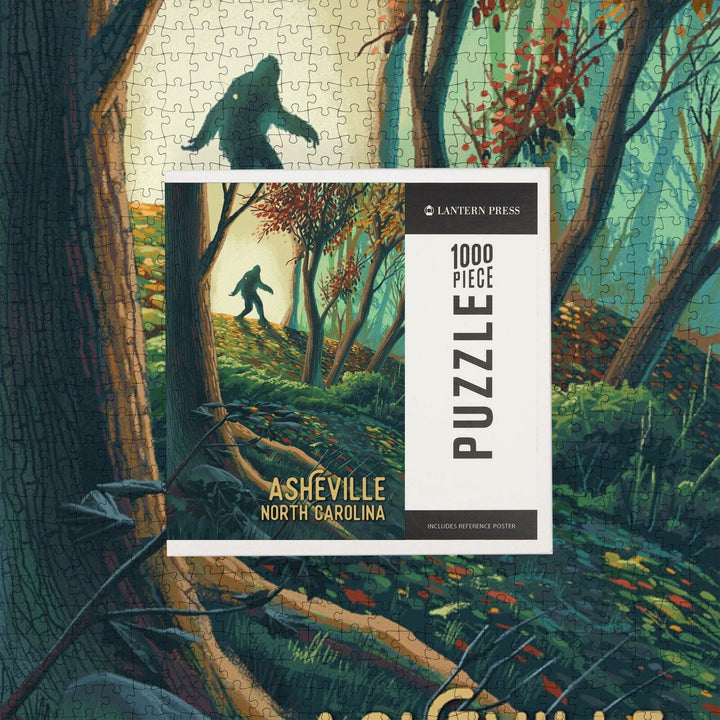 Asheville, North Carolina, Wanderer, Bigfoot in Forest, Jigsaw Puzzle Puzzle Lantern Press