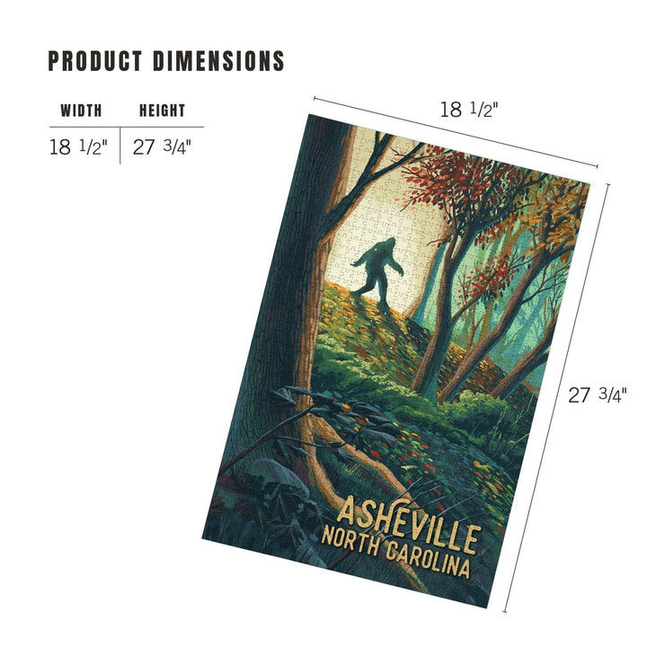 Asheville, North Carolina, Wanderer, Bigfoot in Forest, Jigsaw Puzzle Puzzle Lantern Press