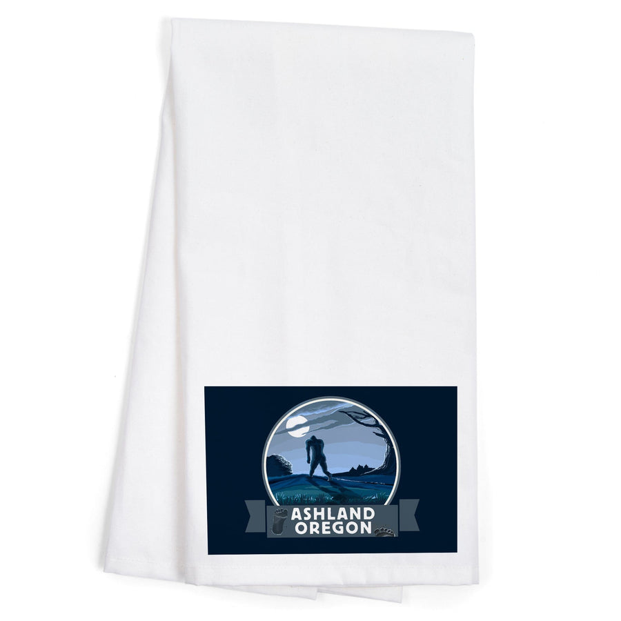 Ashland, Oregon, Bigfoot Country, Contour, Organic Cotton Kitchen Tea Towels Kitchen Lantern Press