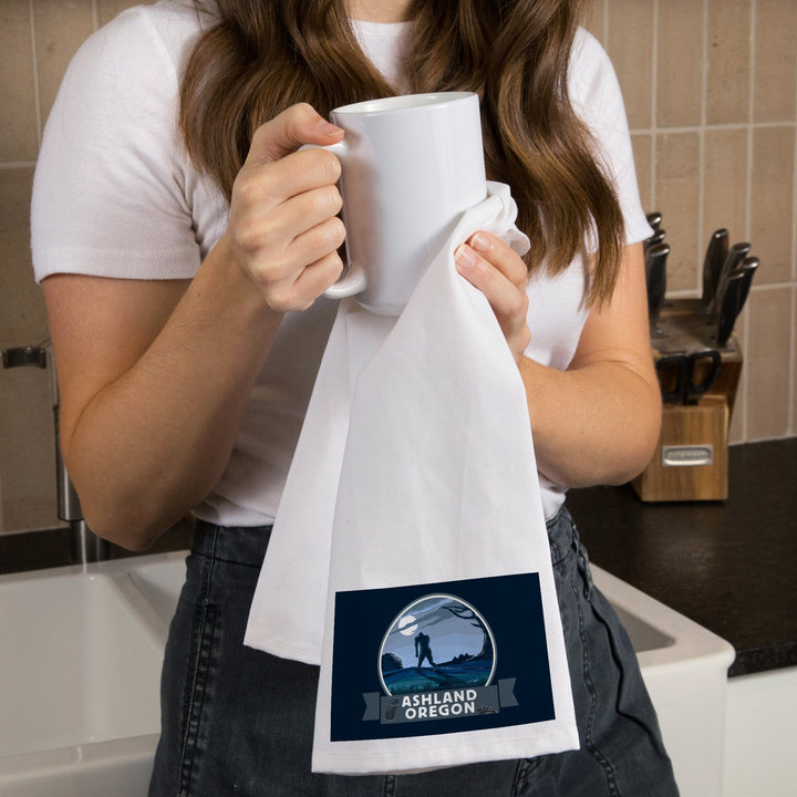 Ashland, Oregon, Bigfoot Country, Contour, Organic Cotton Kitchen Tea Towels Kitchen Lantern Press