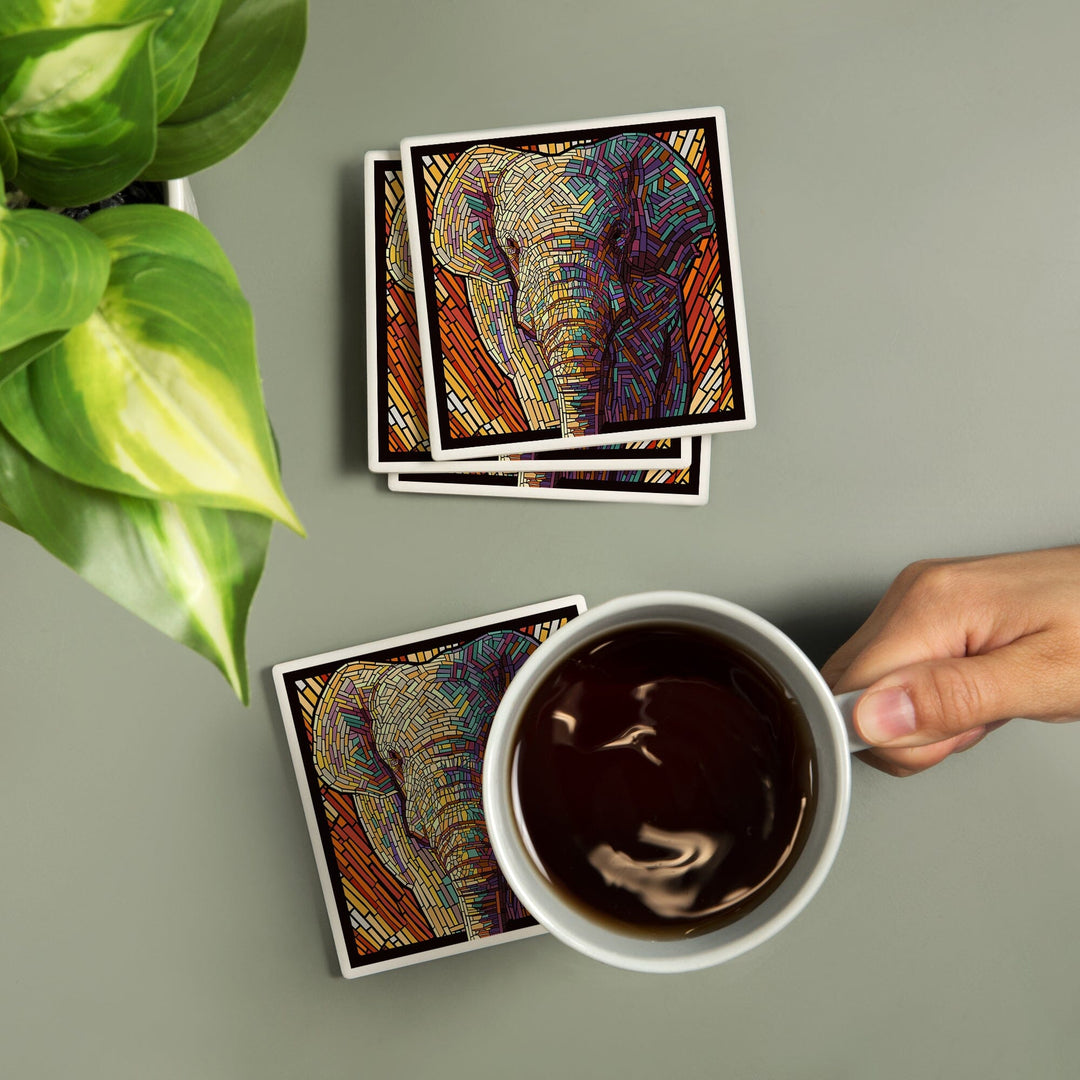 Asian Elephant, Paper Mosaic, Coasters Coasters Lantern Press