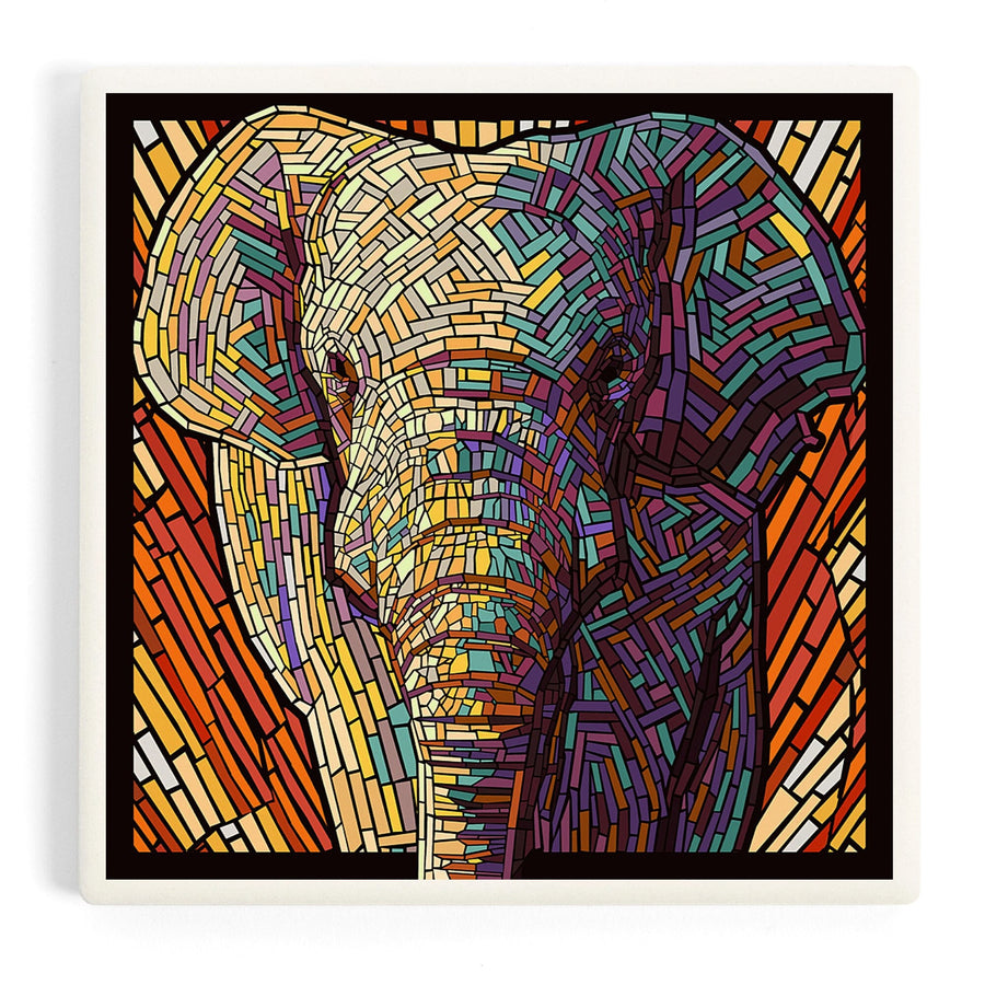 Asian Elephant, Paper Mosaic, Coasters Coasters Lantern Press