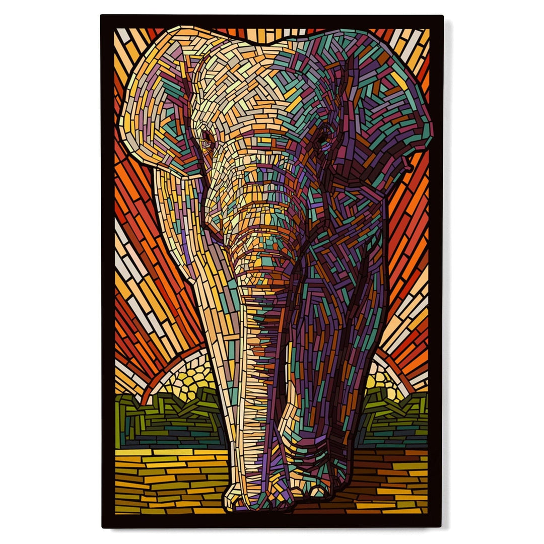 Asian Elephant, Paper Mosaic, Lantern Press Poster, Wood Signs and Postcards Wood Lantern Press