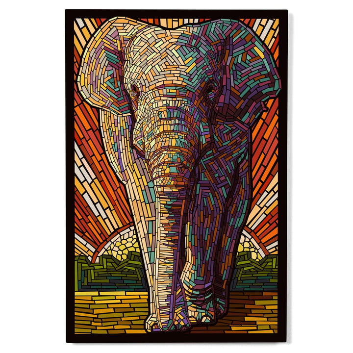 Asian Elephant, Paper Mosaic, Lantern Press Poster, Wood Signs and Postcards Wood Lantern Press