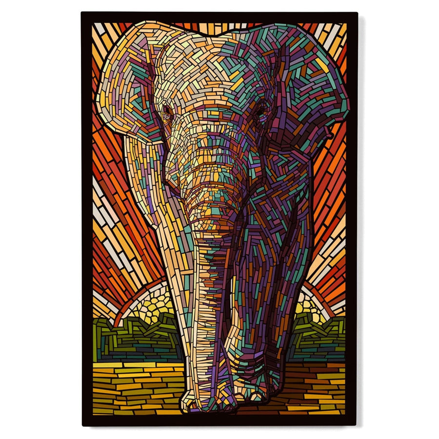 Asian Elephant, Paper Mosaic, Lantern Press Poster, Wood Signs and Postcards Wood Lantern Press