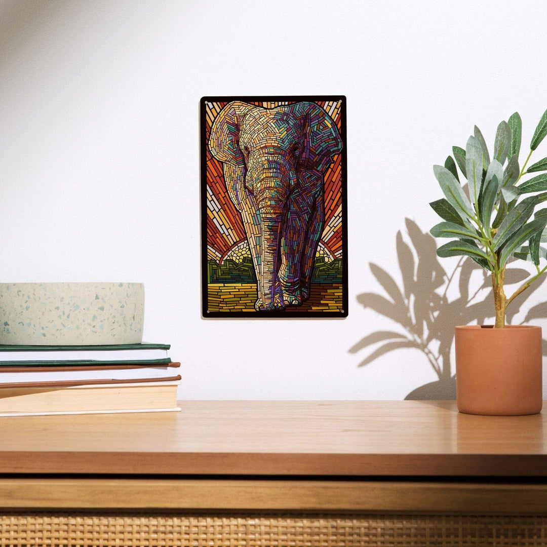 Asian Elephant, Paper Mosaic, Lantern Press Poster, Wood Signs and Postcards Wood Lantern Press