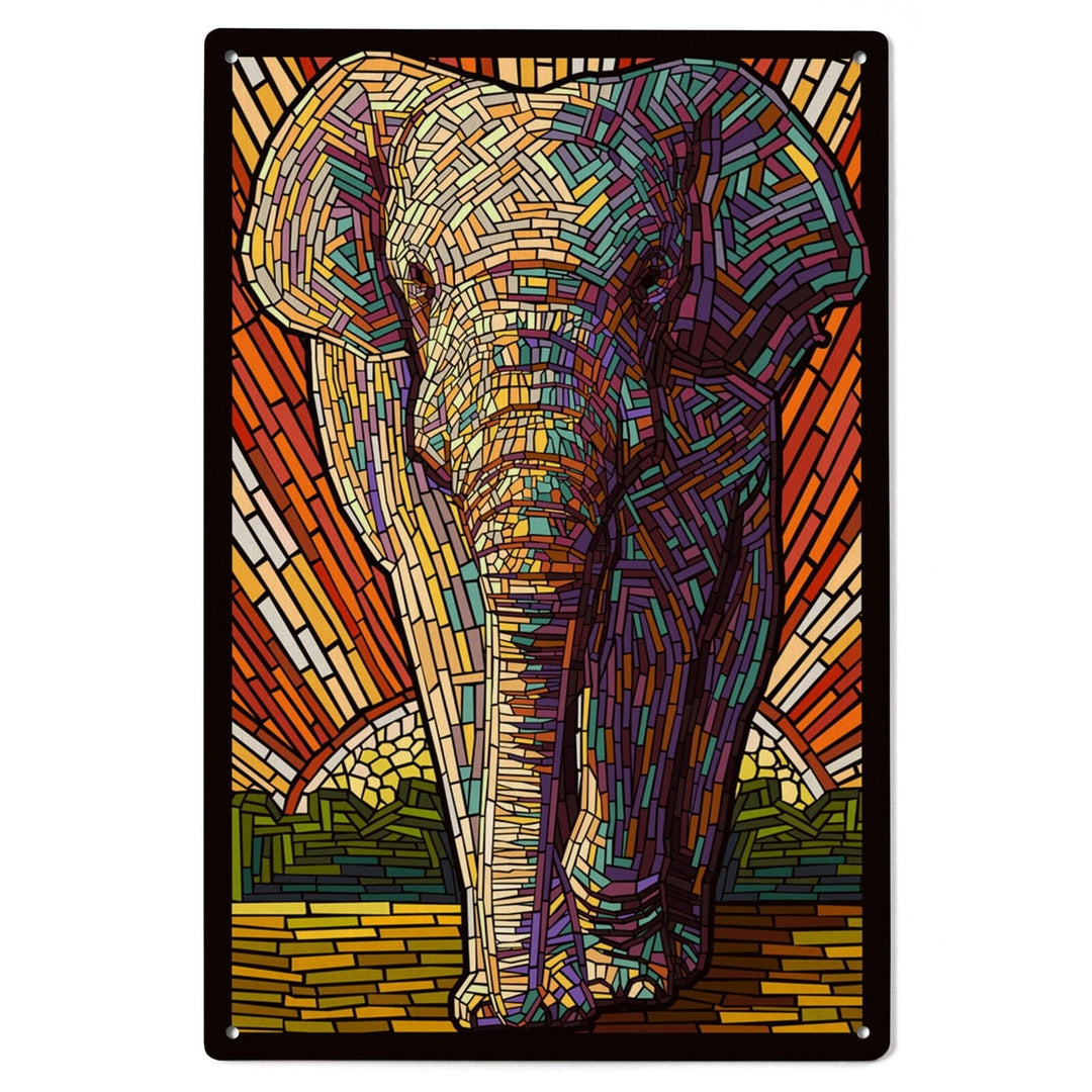 Asian Elephant, Paper Mosaic, Lantern Press Poster, Wood Signs and Postcards Wood Lantern Press
