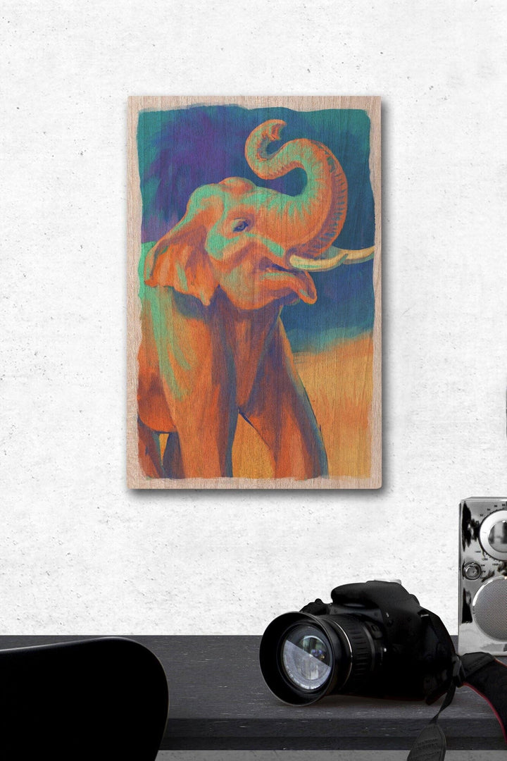 Asian Elephant, Vivid, Lantern Press Artwork, Wood Signs and Postcards Wood Lantern Press 12 x 18 Wood Gallery Print