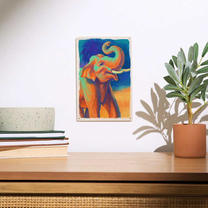 Asian Elephant, Vivid, Lantern Press Artwork, Wood Signs and Postcards Wood Lantern Press