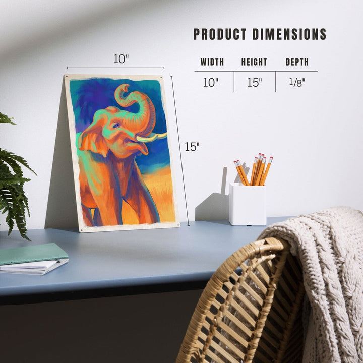 Asian Elephant, Vivid, Lantern Press Artwork, Wood Signs and Postcards Wood Lantern Press