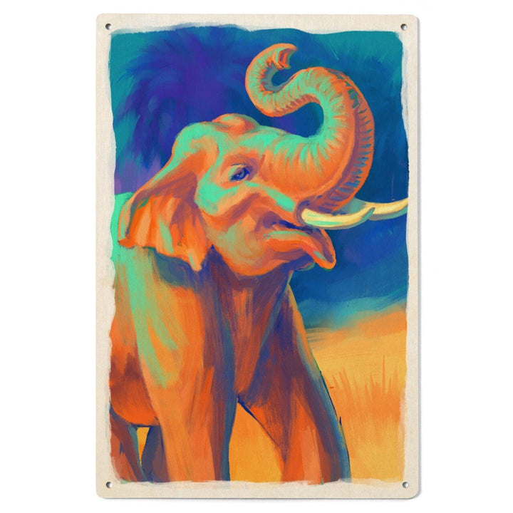 Asian Elephant, Vivid, Lantern Press Artwork, Wood Signs and Postcards Wood Lantern Press