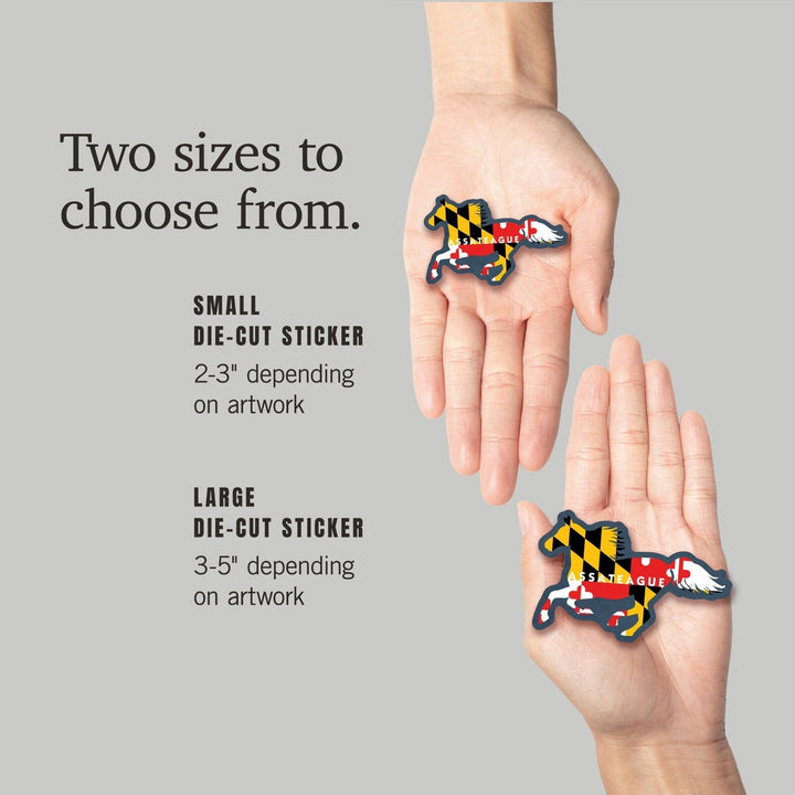 Assateague, Maryland, Horse Flag, Contour, Lantern Press Artwork, Vinyl Sticker Sticker Lantern Press