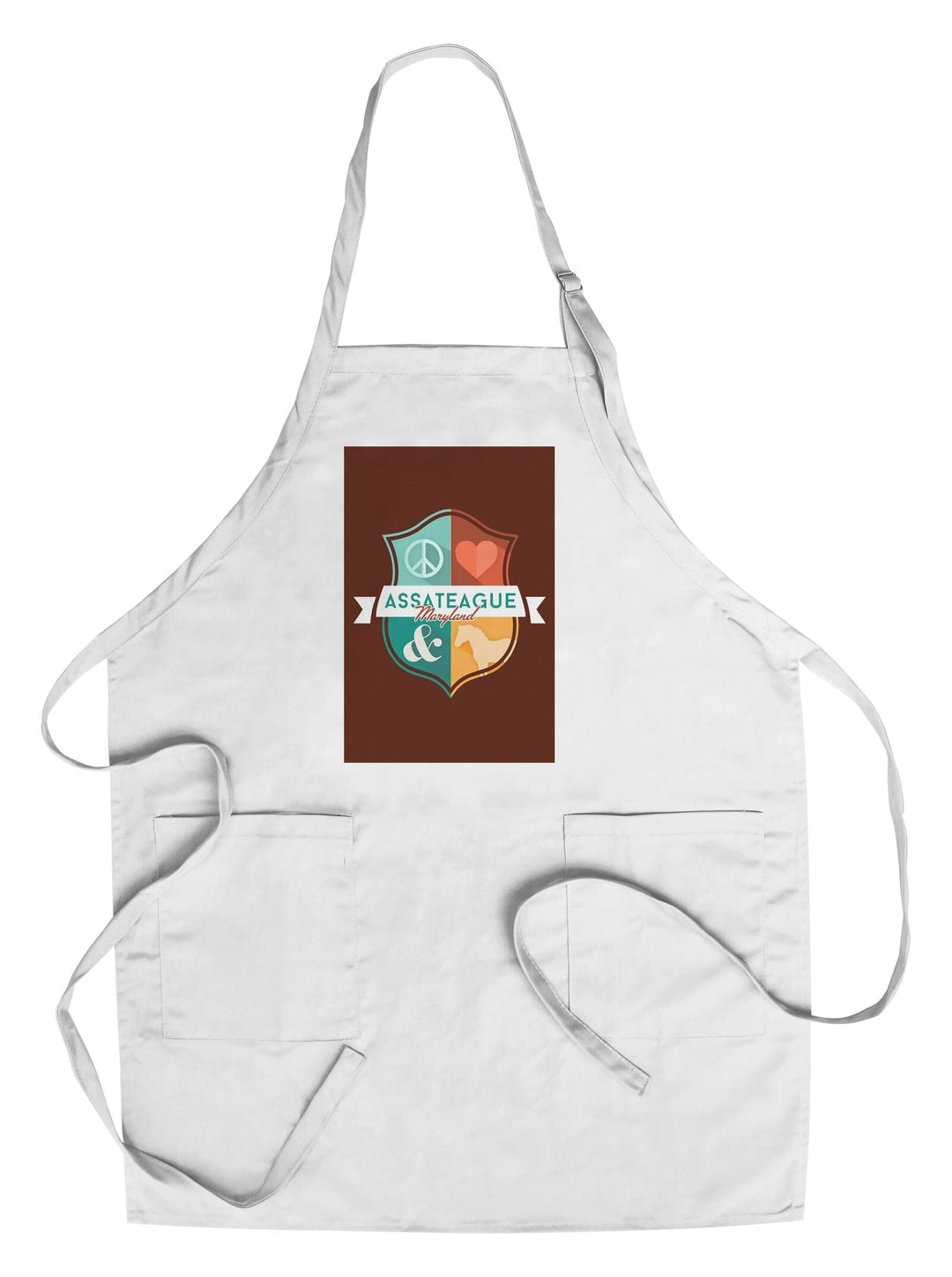 Assateauge, Maryland, Peace, Love, And, Ponies, Pop Out Icon Style, Contour, Organic Cotton Kitchen Tea Towels Kitchen Lantern Press Cotton Towel