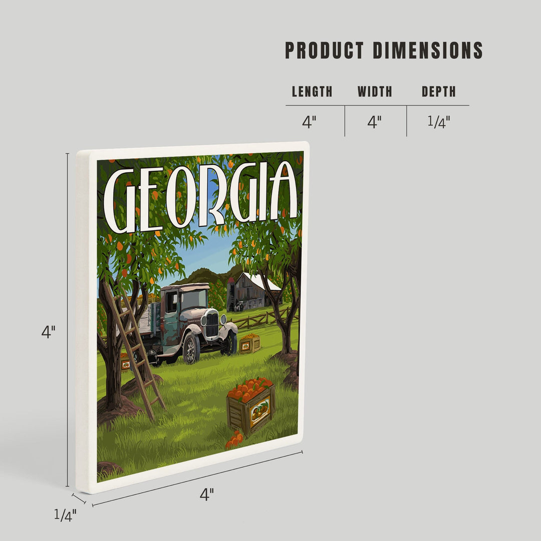 Atlanta, Georgia, Peach Orchard, Coasters Coasters Lantern Press