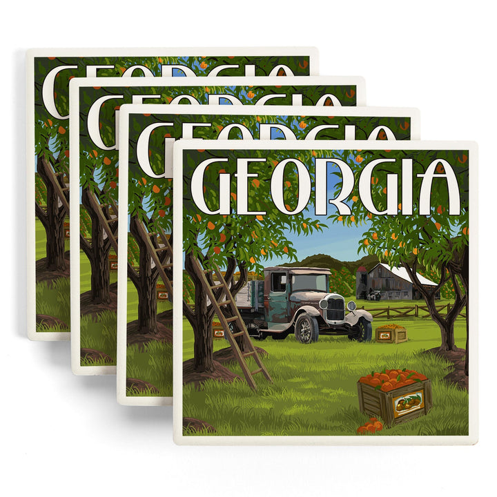 Atlanta, Georgia, Peach Orchard, Coasters Coasters Lantern Press