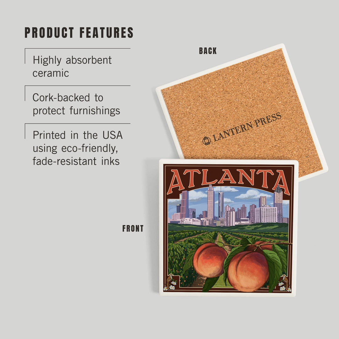 Atlanta, Georgia, Peaches, Coasters Coasters Lantern Press